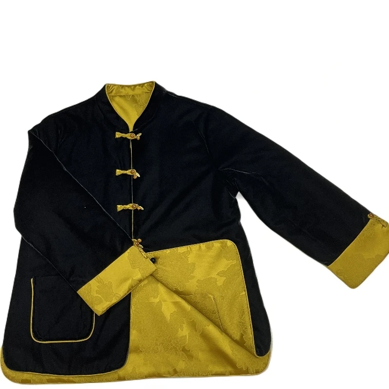 3992正肩短款串珠纽扣双面穿棉服外套