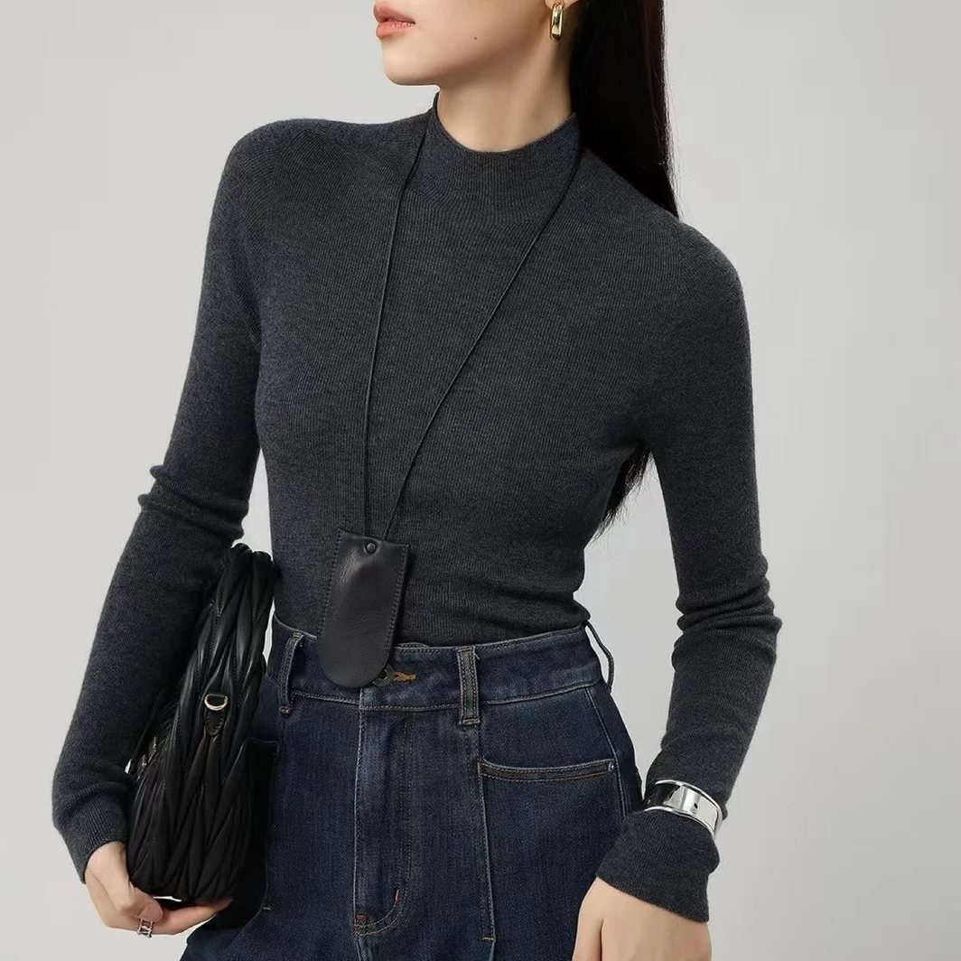 【100精纺・绵羊毛】半高领全羊毛精纺柔软美丽诺羊毛打底衫