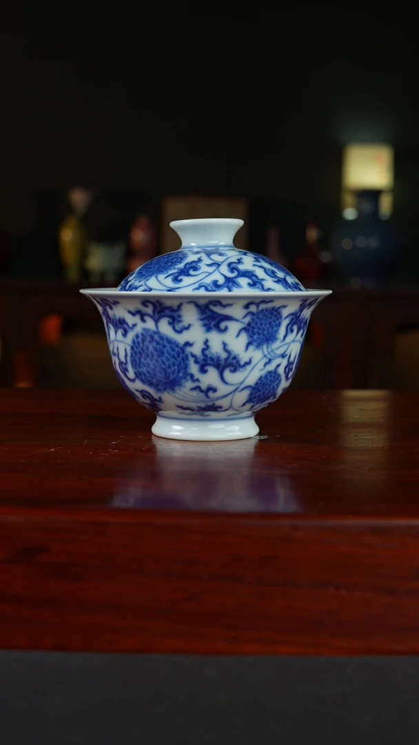祖传窑真柴窑传承400年  金刚莲二才盖碗