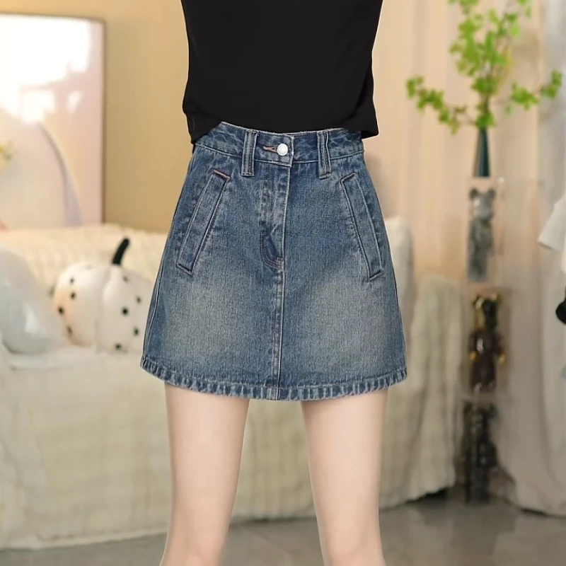 前裙后裤高腰防走光显瘦牛仔短裤休闲百搭LK2502539