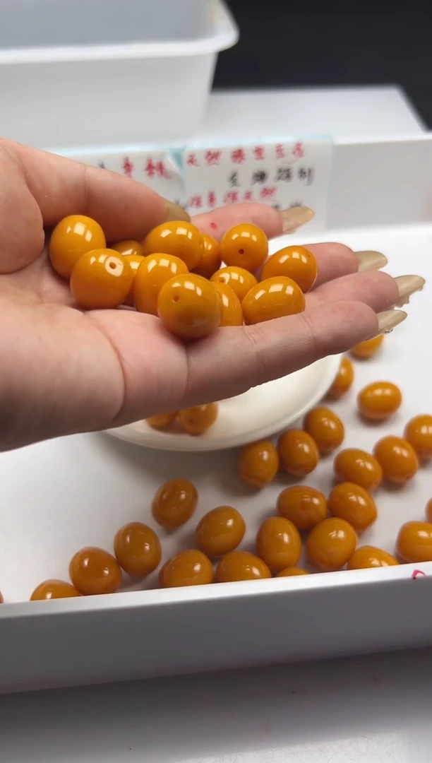 蜜蜡颈饰未镶嵌w2128老花蜡*枣珠16*14mm*6颗