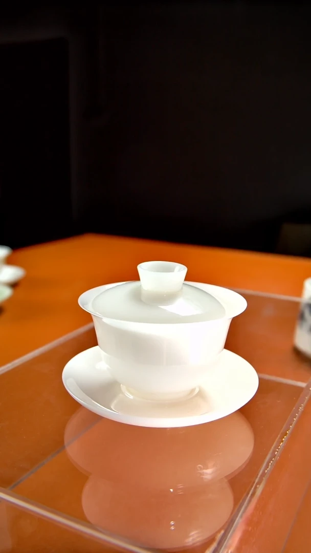 其他陶瓷《言泥陶瓷》高冰冰种璞玉系列 三才盖碗160cc