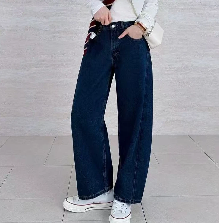 SU【755】花87 愫佩  小个子弯刀裤2025秋季深蓝色牛仔裤~