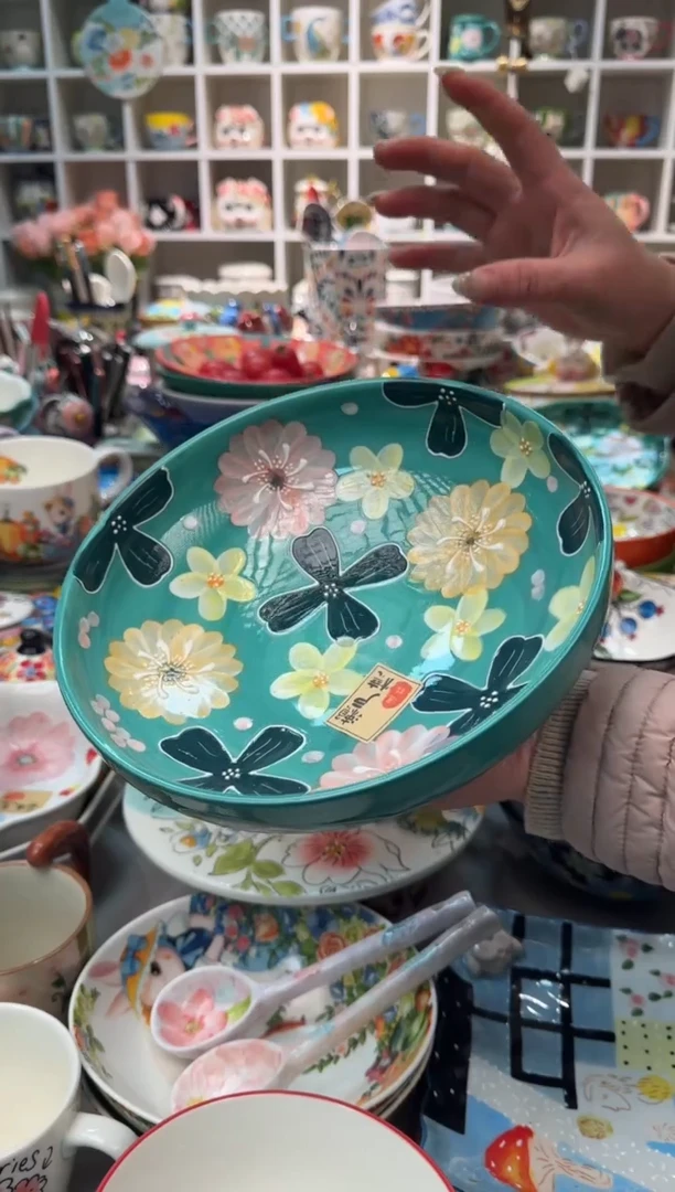 【闪购商品】瓷濑户烧8.5英寸花海深饭盘1只