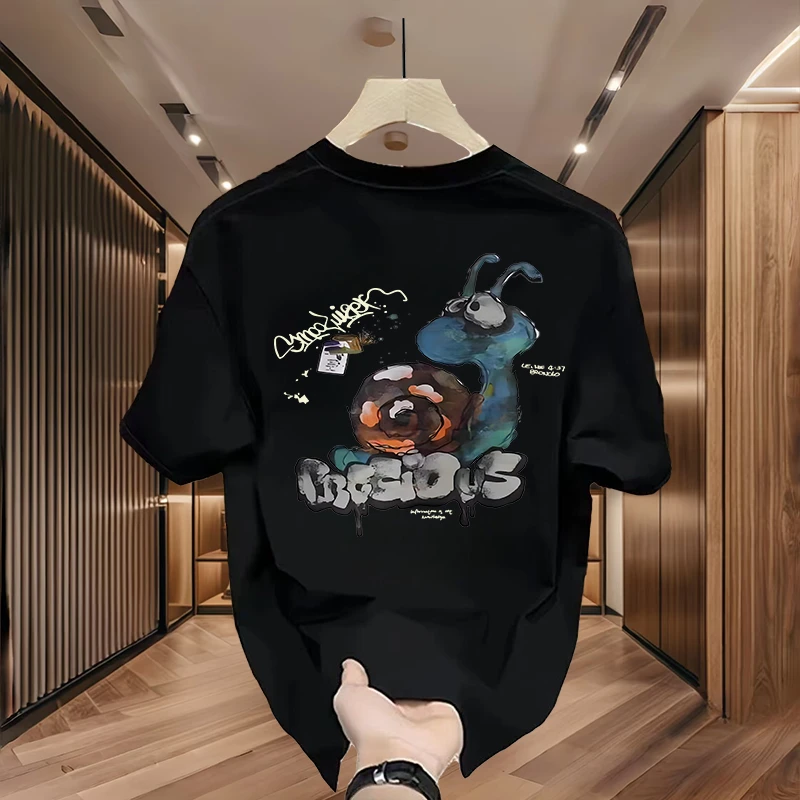 重磅棉印花短袖T恤青年男女款夏季欧美潮牌透气凉感宽松圆领上衣