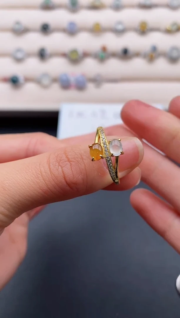 银S925镶嵌戒指翡翠5555555+1