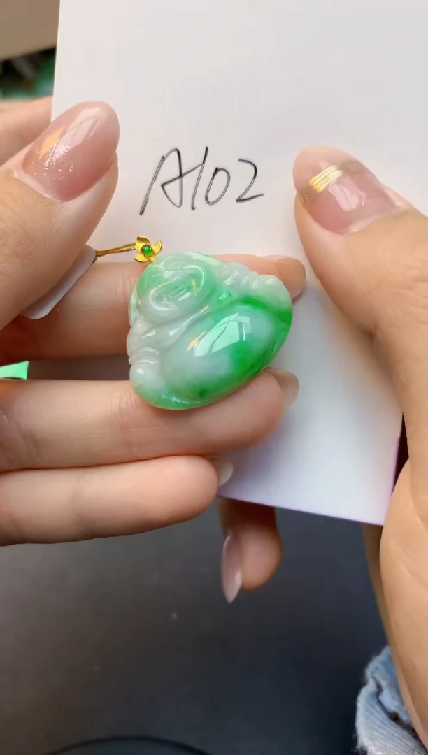 颈饰18K金镶嵌翡翠天然A货缅甸翡翠百元以上9元证书费自理