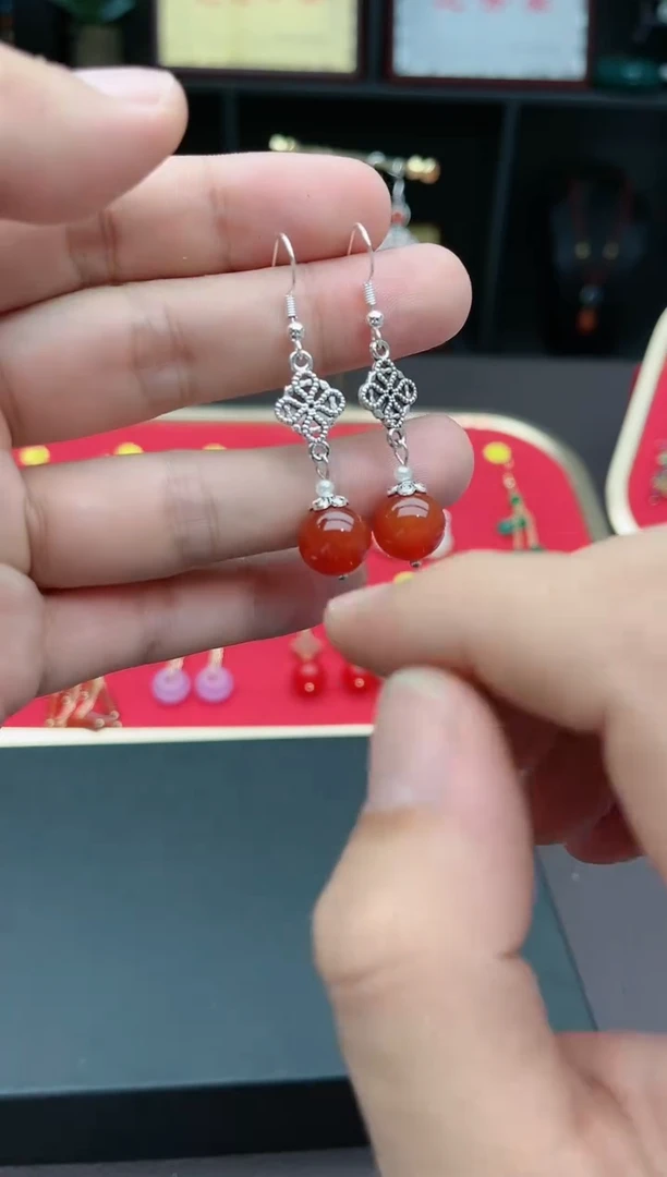 【闪购商品】南红玛瑙耳饰银S925镶嵌731000