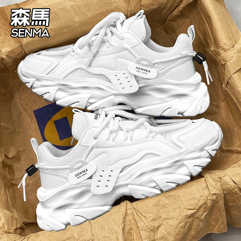 森马男鞋冬季新款干净感痞帅男鞋轻奢轻质户外运动鞋白色老爹鞋男