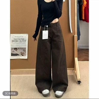 2026美拉德复古弯刀裤女秋季高腰宽松显瘦直筒阔腿休闲百搭