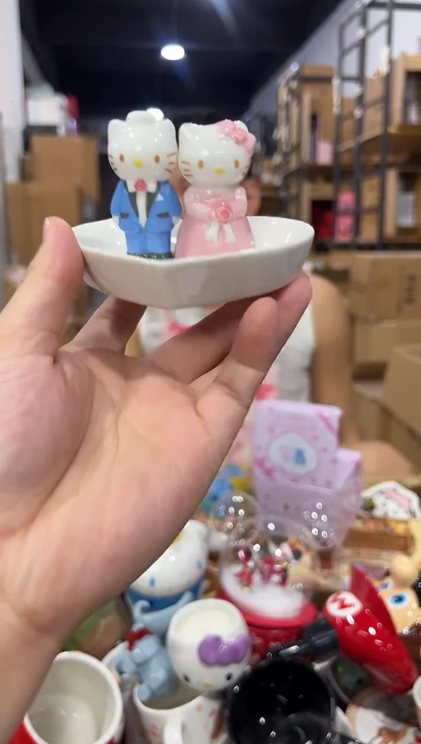 瓷片原盒kt猫结婚首饰盘