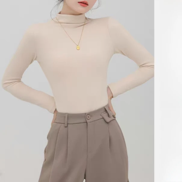 衣源5921#半高领内搭修身打底衫2025新款女秋长袖t恤上衣(长约56）