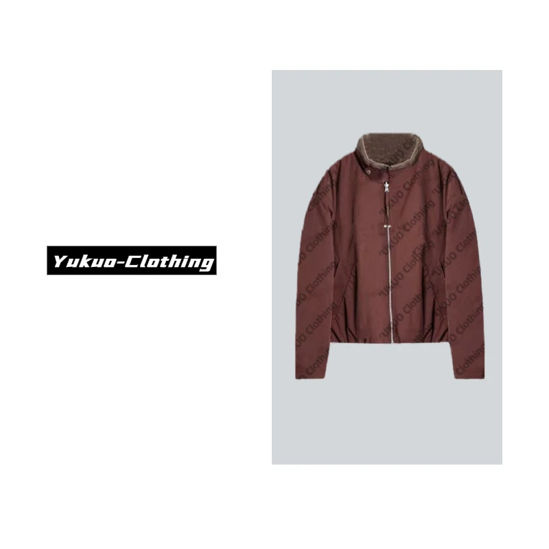 25设计师款秋冬翻领保暖休闲 加绒加厚棉服外套两面穿3070