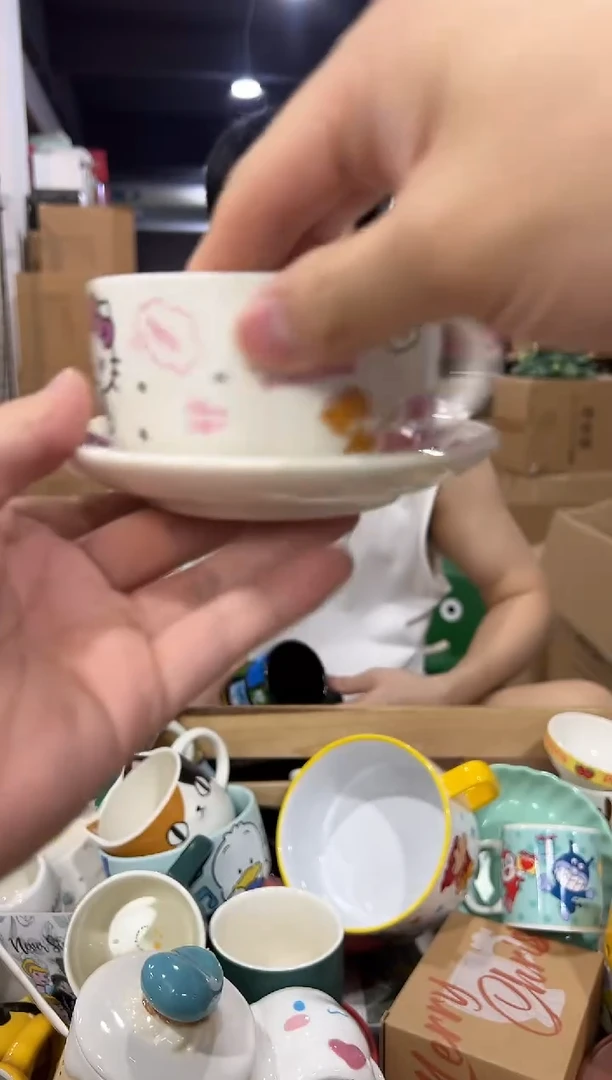 瓷片白色kt猫一杯一碟