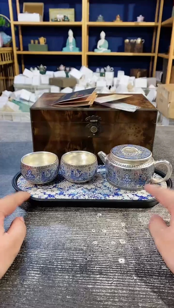 【闪购商品】其他周鸿杰天命玄鸟鎏银汉瓦壶+2杯+茶盘