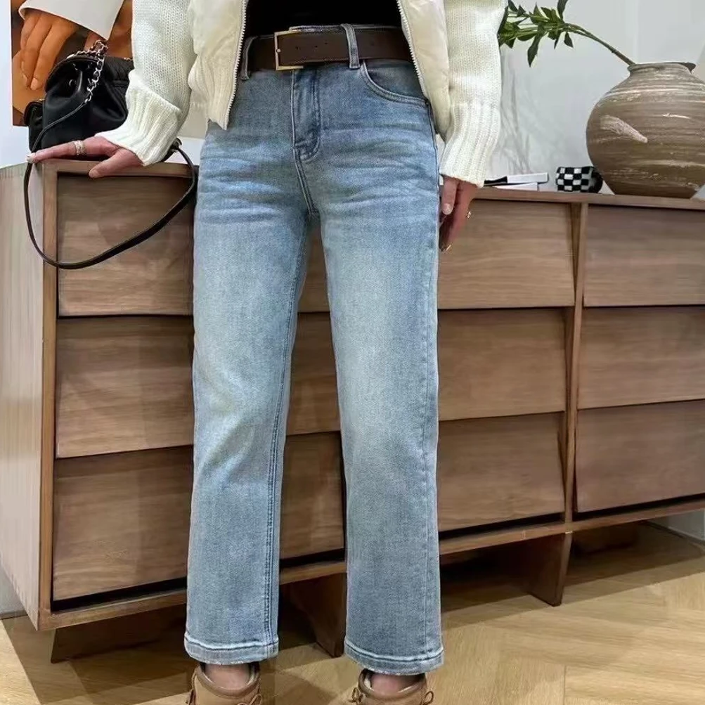 气质显瘦百搭直筒牛仔裤70002（带腰带）