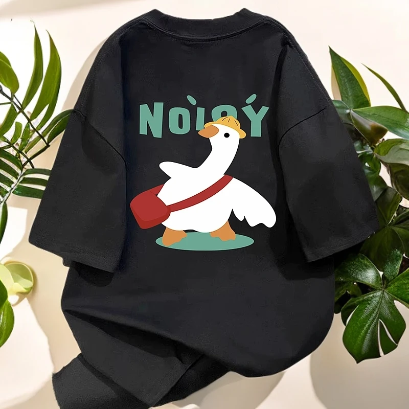 2025夏季新款卡通印花黑色短袖t恤女时尚潮流体恤宽松显瘦上衣ins