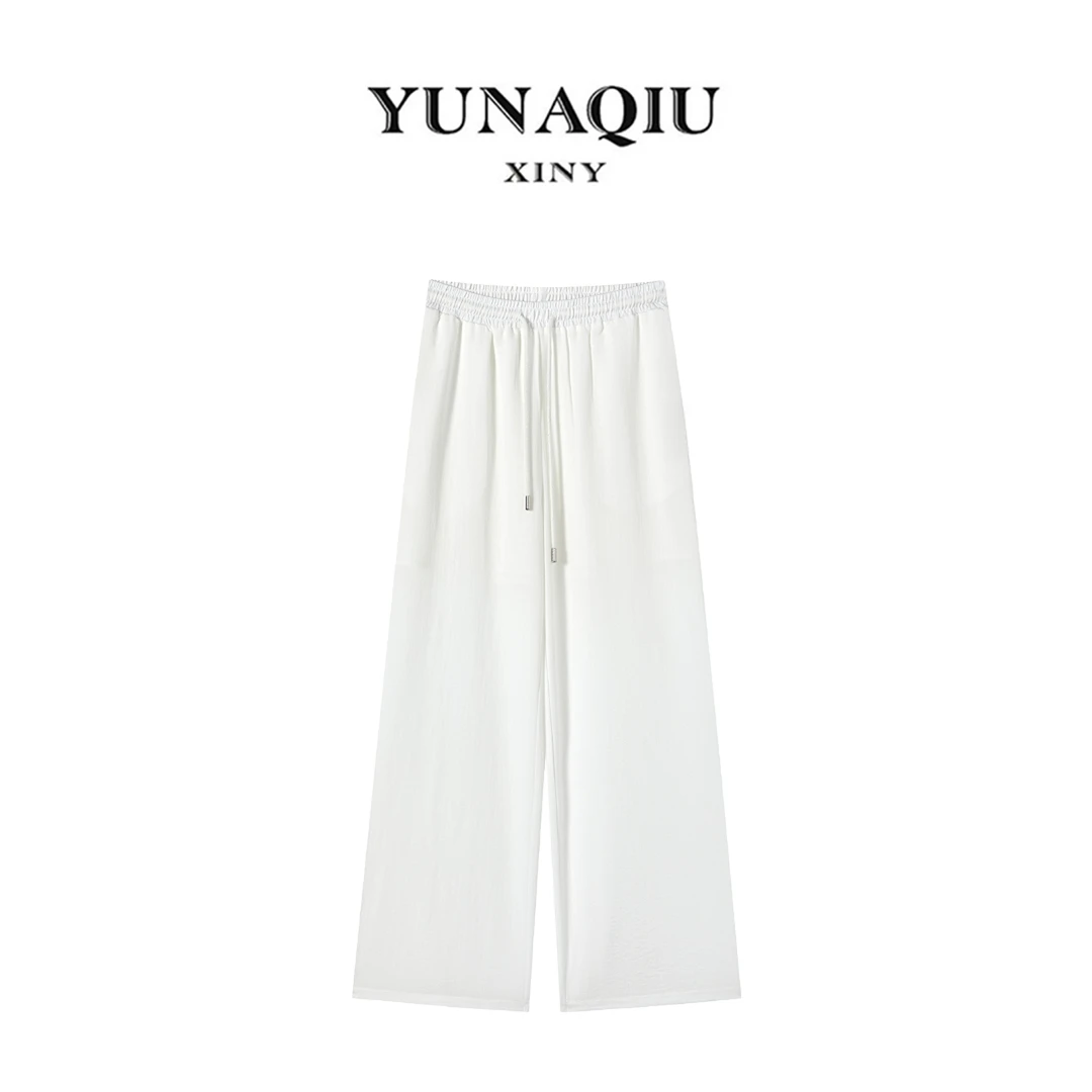 YUNAQIU竹节棉亚麻柔软速干长裤夏百搭显瘦透气冰凉感裤子-7833