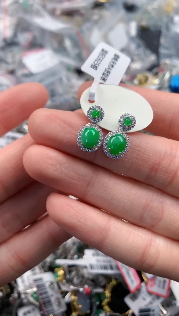 银S925镶嵌戒指翡翠5                    5