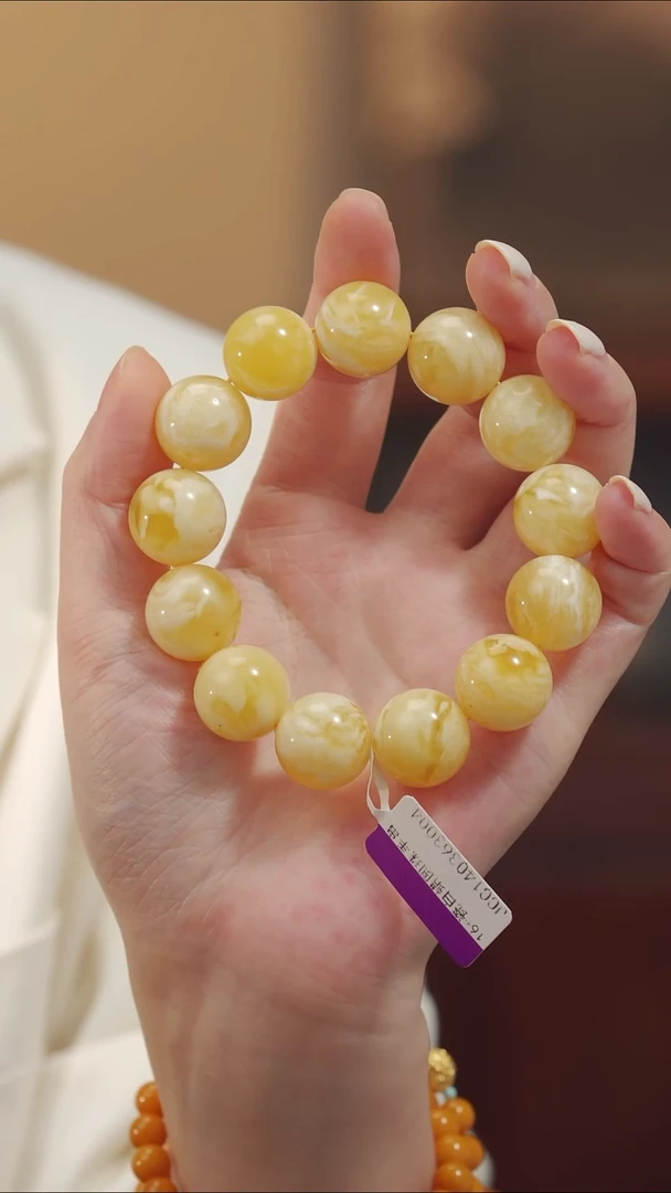 手链琥珀未镶嵌16白蜡圆珠手串多样性发一件