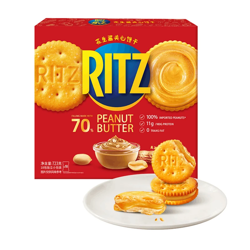 【会员超市】乐之(Ritz)香浓花生酱口味夹心饼干723g