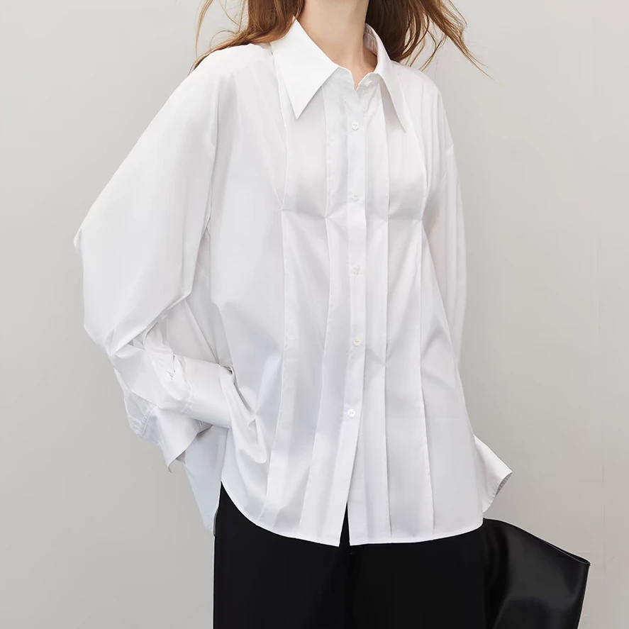 EL2501法式设计感小众气质粉色衬衫女2025春新款小个子衬衣独特上