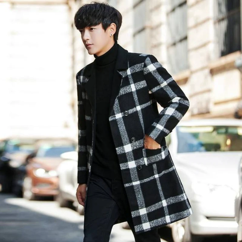 200-300男士高端中长款西装呢子外套冬季加厚风衣男装 均码