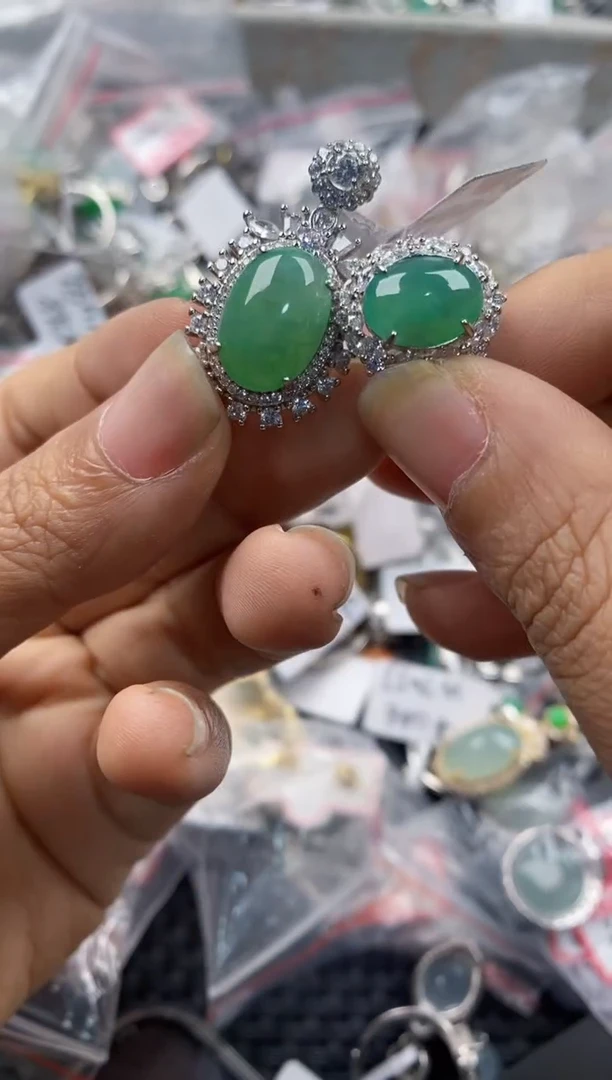 银S925镶嵌戒指翡翠999---3