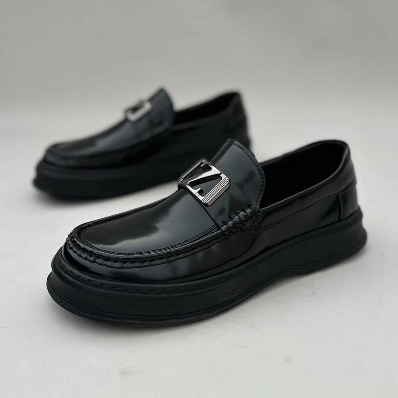 AMI DRAJK豆豆鞋男2025夏季新款真皮商务休闲皮鞋软底一脚蹬懒人