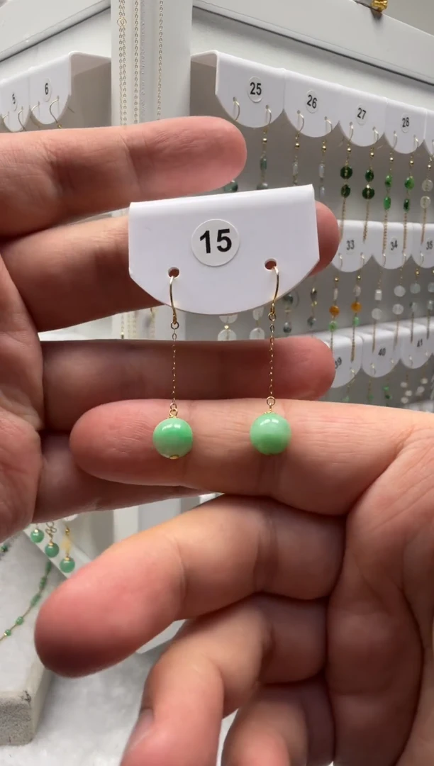 18K金镶嵌翡翠耳饰缅甸天然翡翠a货