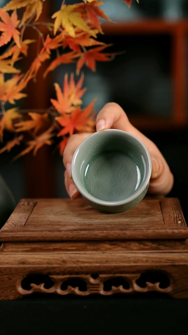 杯子陶青霁汝窑仿古釉  微瑕