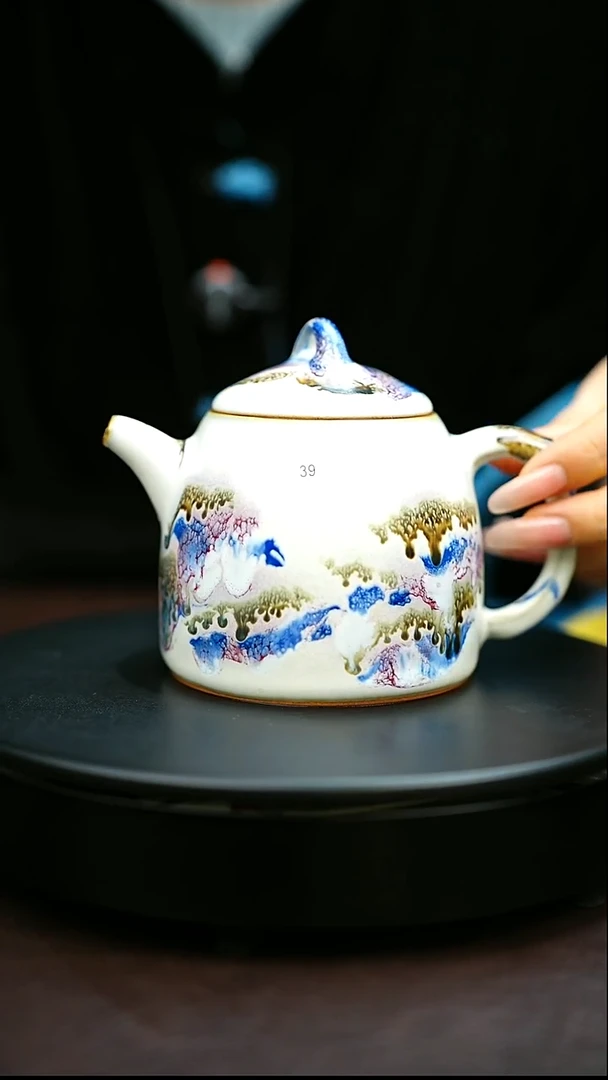 39#原矿钧瓷炉钧釉秦权壶