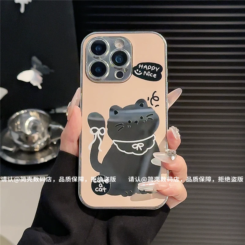 电镀直边镜面壳适用苹果16iPhone/华为荣耀/OPPO/VIVO/小米手机壳