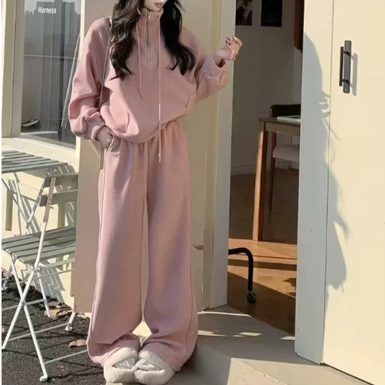 贝姐同款【福利款加绒卫衣两件套】3315韩系炸街款拉链松紧腰套装