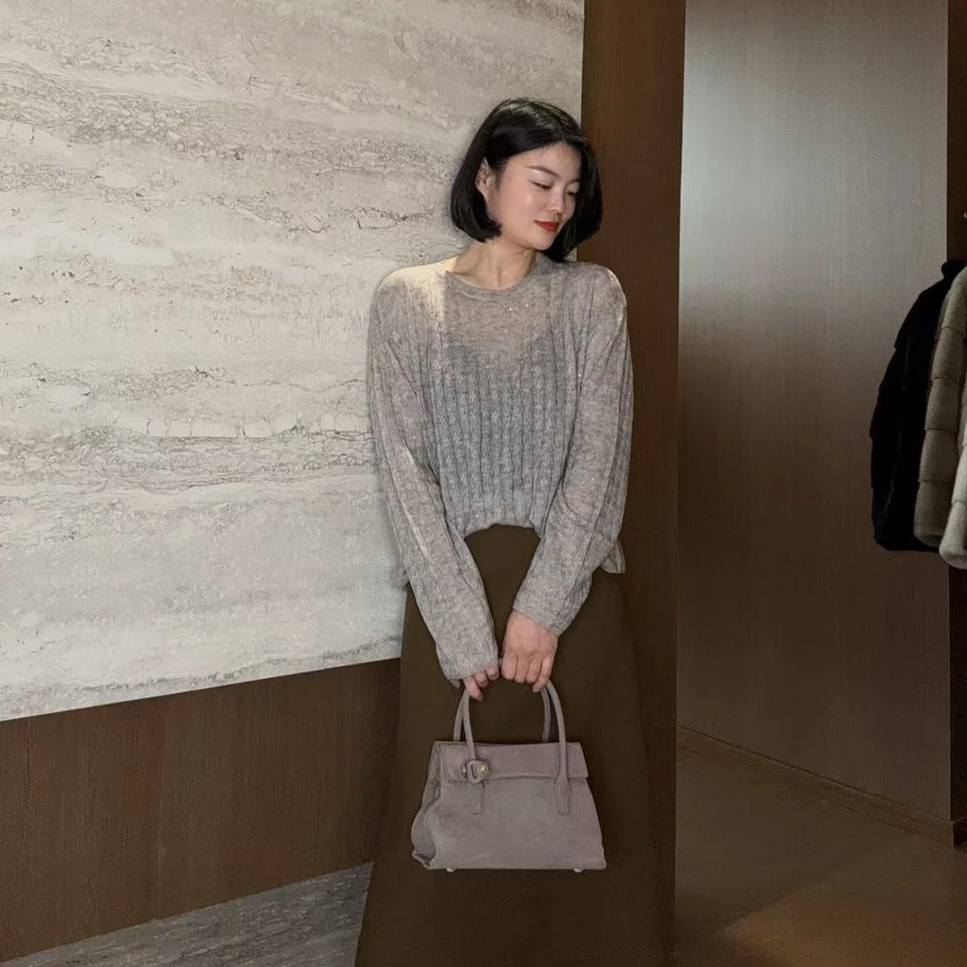 TANTAN 显瘦气质百搭休闲圆领秋季毛针织衫3001