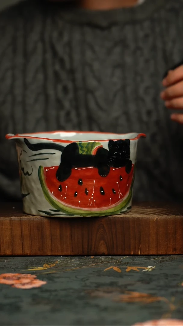 瓷片釉下彩手工手绘同款陶器