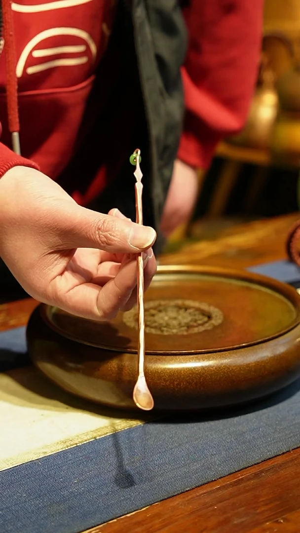 【闪购商品】纯紫铜玉环茶拨（冲之雅器）