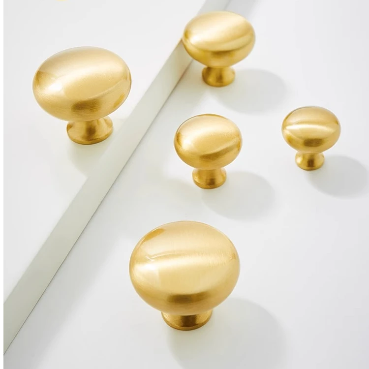 宝珀黄铜实心法式抽屉拉手现代简约奶油风轻奢金色实木衣柜门把手