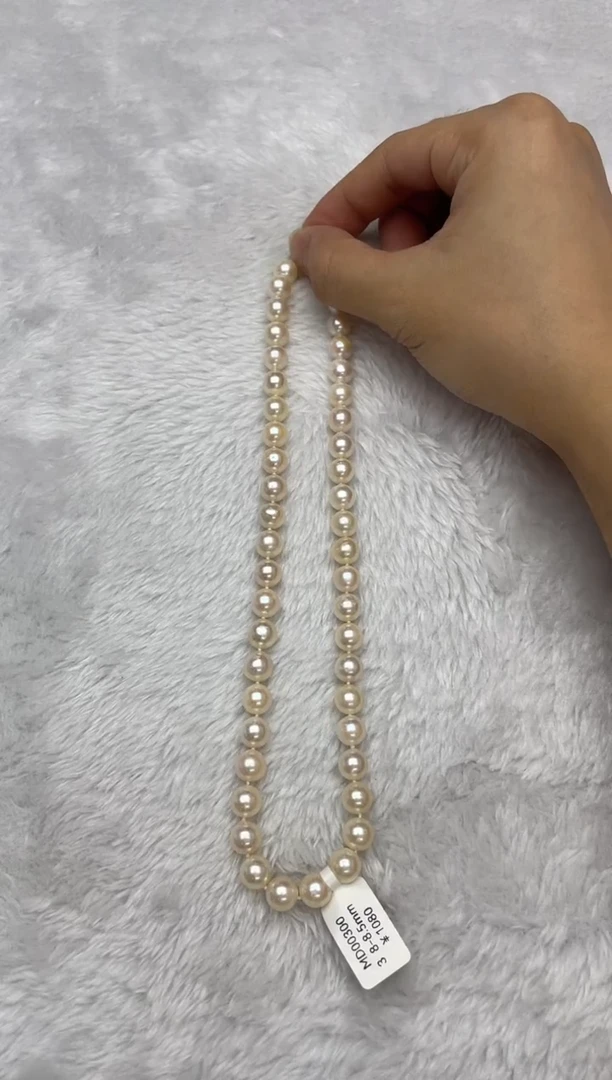 项链银S925镶嵌海水珍珠AK羽皇金8-8.5mm