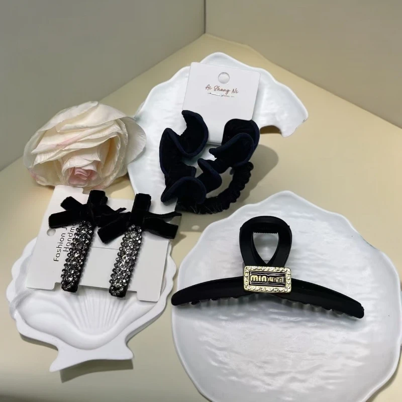 抓夹休闲风韩轻奢优雅ins森系卡通风黑色发夹女网红法式秋冬发饰