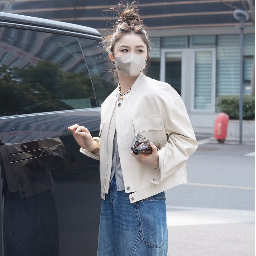 以赛亚 兰亭序 25年DRS春款休闲穿搭时尚潮流皮夹克女外套6019