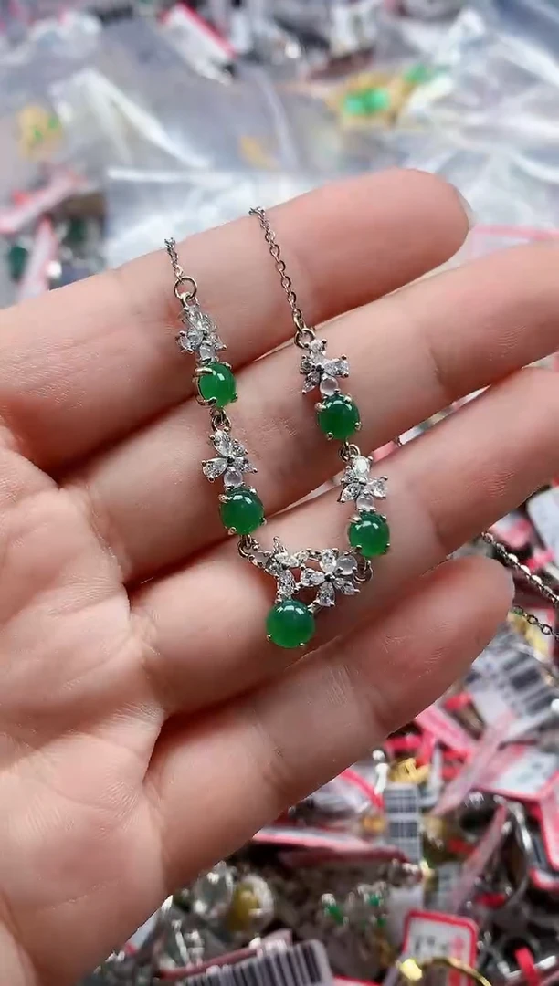 银S925镶嵌戒指翡翠天然A货缅甸翡翠