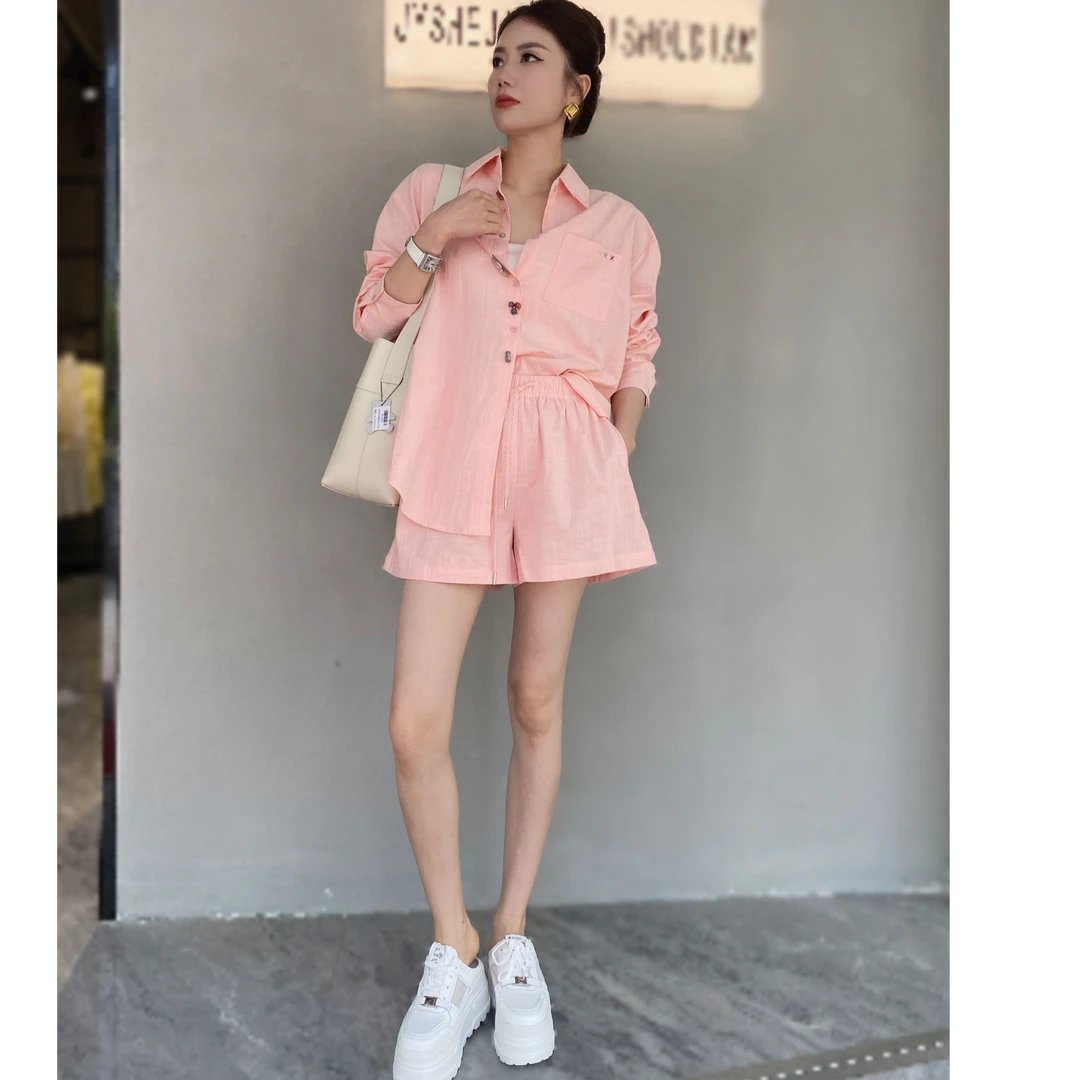 【俊英】气质百搭防晒衬衫女士2025夏季新款时尚显腿阔腿短款套装