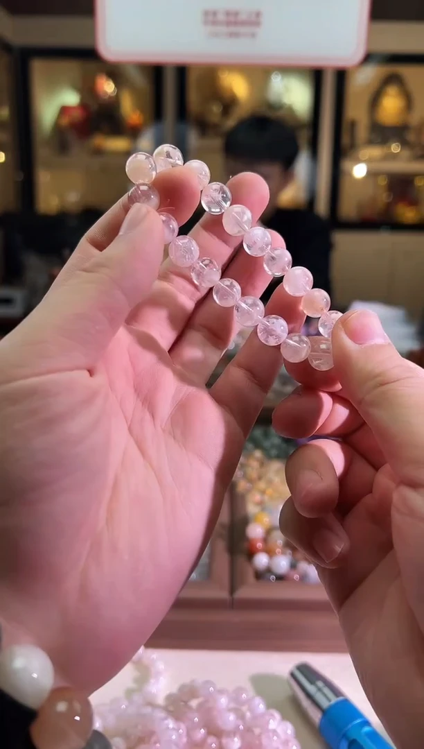 未镶嵌手链水晶10mm+粉雪花幽灵（多样性发一）