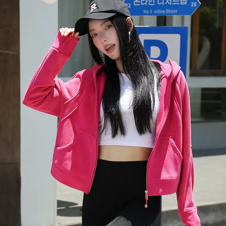 2025新款美式高街设计感连帽加绒卫衣开衫女欧洲站冬装休闲外套潮