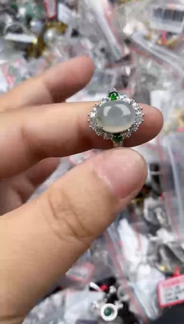 银S925镶嵌戒指翡翠12   7
