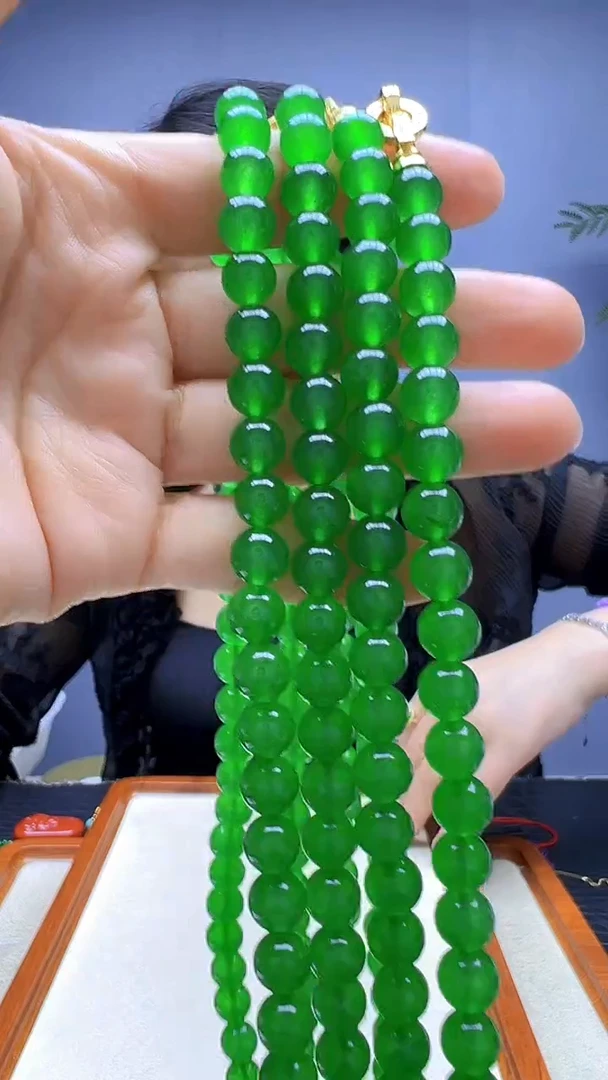 静柏甄选diy颈饰冰阳绿8mm项链