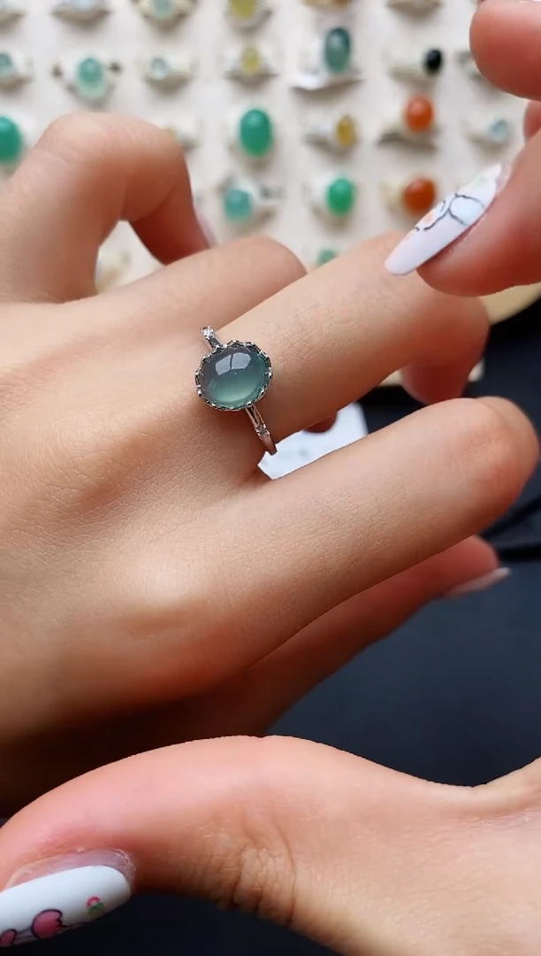 【闪购商品】翡翠戒指银S925镶嵌缅甸翡翠