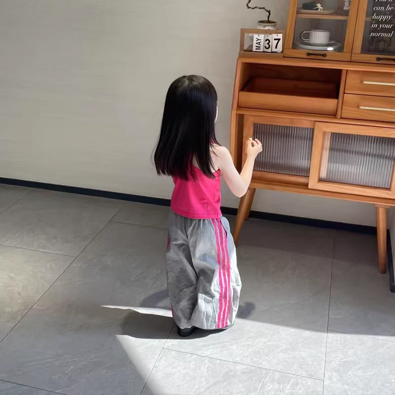 女童套装夏季多巴胺穿搭宝宝洋气背心纯棉上衣小童夏装韩版两件套