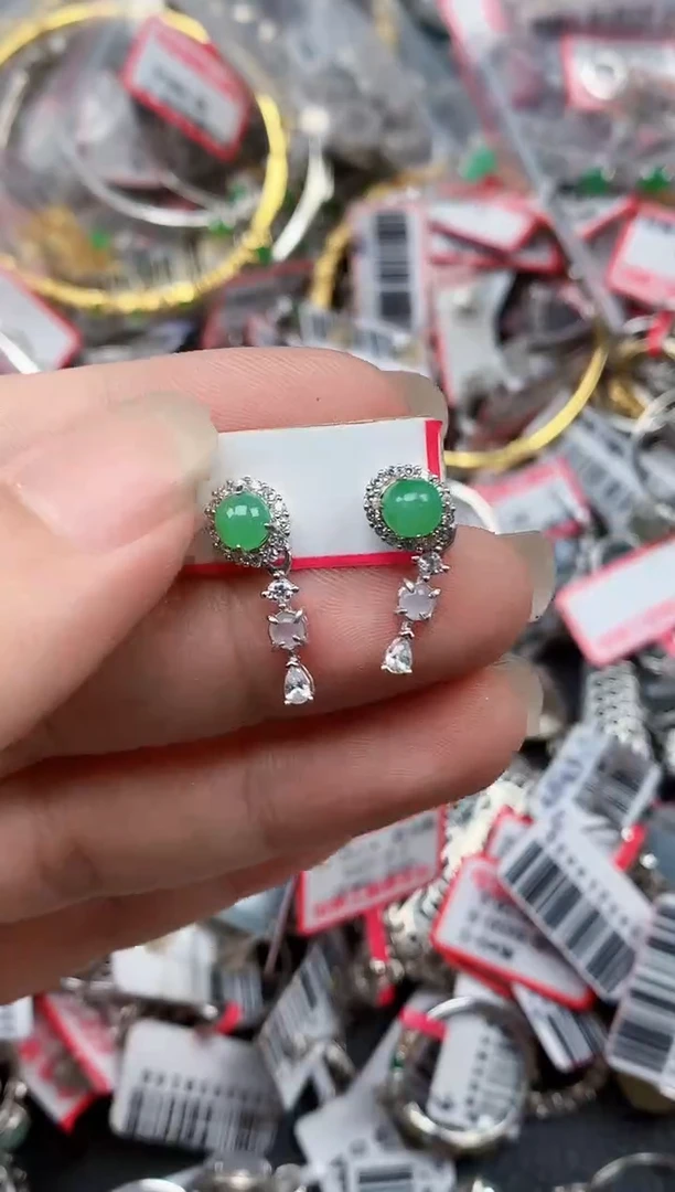 银S925镶嵌戒指翡翠天然A货缅甸翡翠